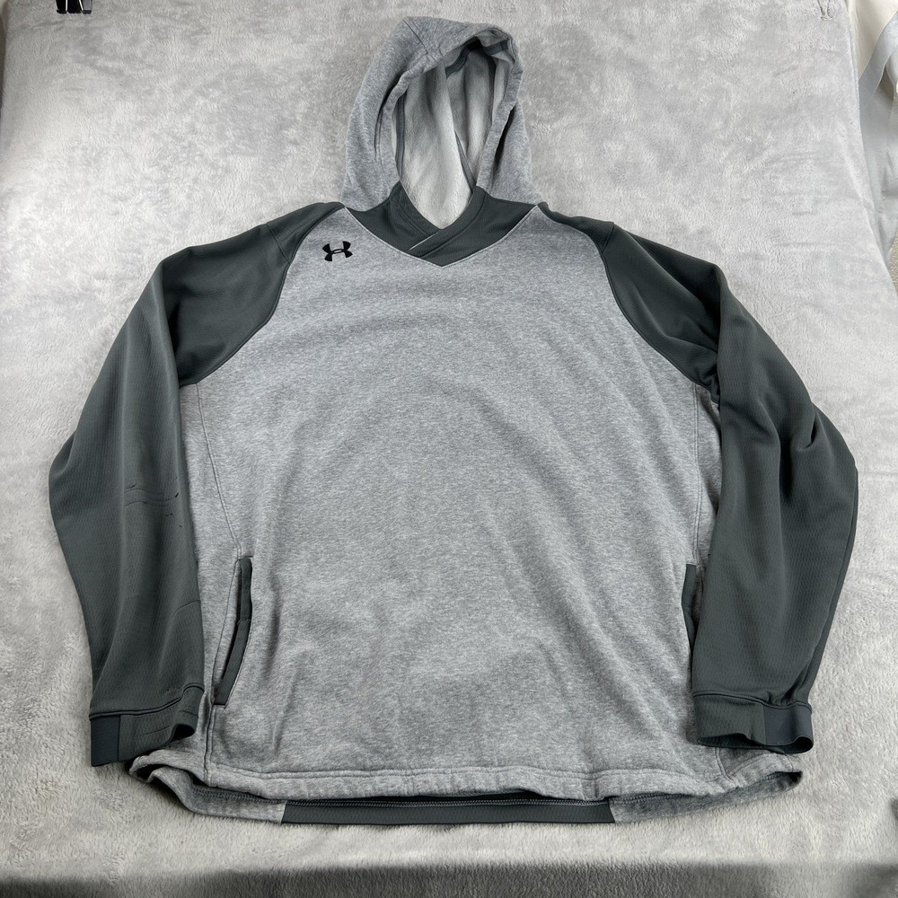 Under Armour Loose Fit Pullover Hoodie Mens 2XLT Gray Olive Tall Sweatshirt